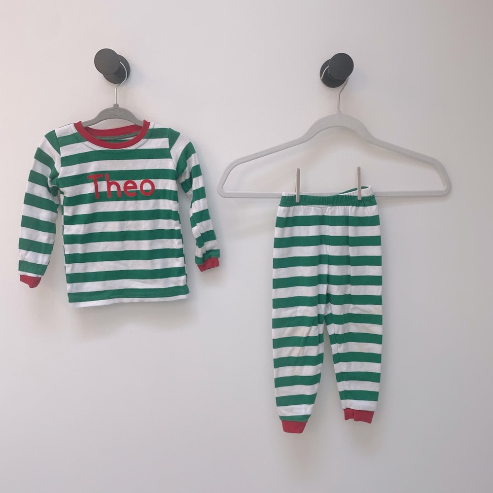 Monogrammed “THEO” Christmas Kids Pajamas